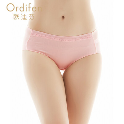 

Ou Difen womens underwear fashion seams seamless mesh folding womens underwear sexy pants XK6203 water with purple L