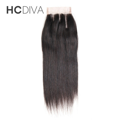 

HCDIVA 4*4 Virgin Peruvian Hair Straight Lace Closure 100% Unprocessed Virgin Human Hair Free/Middle/Three Part Lace Closures