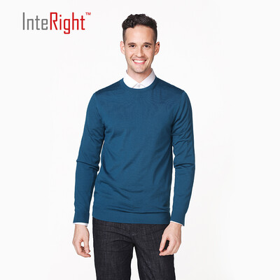 

INTERIGHT50 шерсть бизнес случайной шея свитер М код синее железо мужского