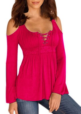 

Mooncolour Women's Hollow Out Casual Loose Solid Blouse Tops
