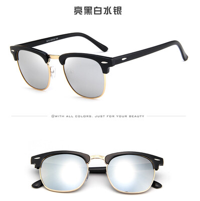 

2017 fashion new classic metal half-frame sunglasses rice nail color colorful sunglasses explosion models glasses wild sunglasses