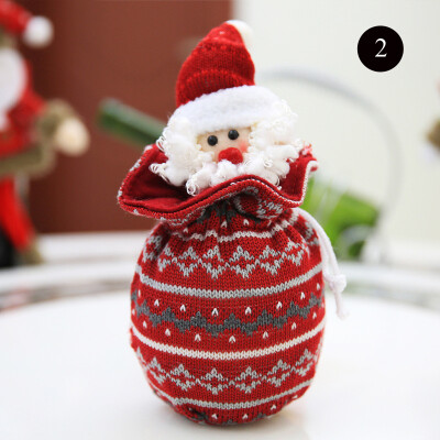 

4 Colors Christmas Knitting Candy Apple Bag Snowman Santa Elk Bear Decoration Accessories Festivals Party Supplies Cute Toys