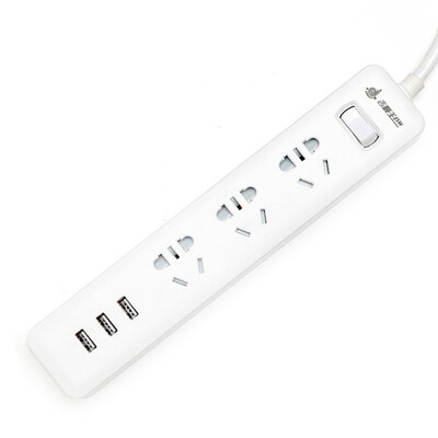

Jishun jishun JSW-H13U full length of 18 meters 3 5 holes 3USB 24A fast charge smart USB socket plug panel protection door socket new national standard white