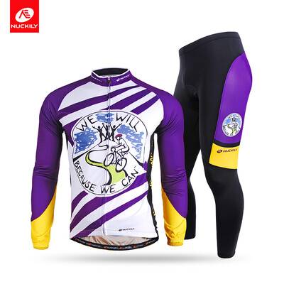 

NUCKILY Mens SpringAutumn bicycle long sleeves clothing breathable road riding cycling jersey set