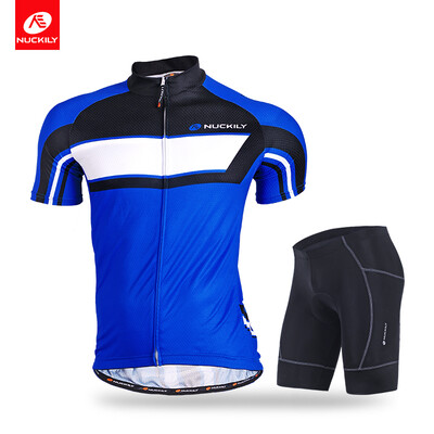 

NUCKILY summer short sleeve cycling jersey with short two color choose set for men