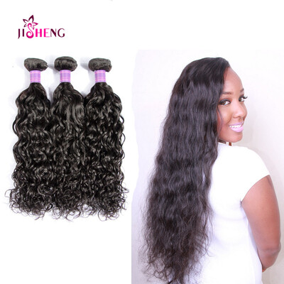 

Peruvian Virgin Hair Extension 8A Grade Water Wave 3 Bundles of Natural Color Human Hair Weaves