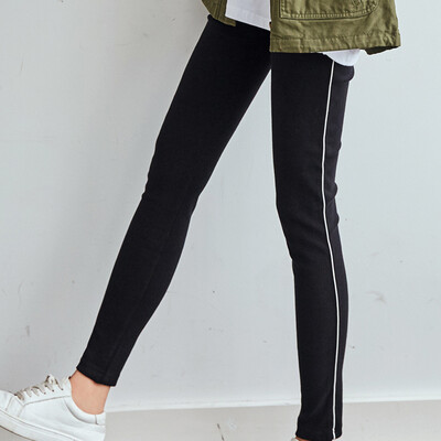 

City plus CITYPLUS 2017 autumn and winter new women's fashion with a side of the outer wear elastic leggings CWKX178550 navy color