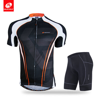 

NUCKILY Men's summer classical design bicycle jersey and gel padding short set