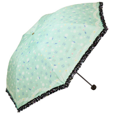 

[Jingdong supermarket] paradise umbrella spring Imagine black silk silk silk dress chiffon three fold ultra-light sunny umbrella sun umbrella light blue 3343E