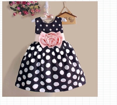 

Hot Baby Kids Girls Party Wedding Polka Dot Flower Gown Formal Dress 2-7Y