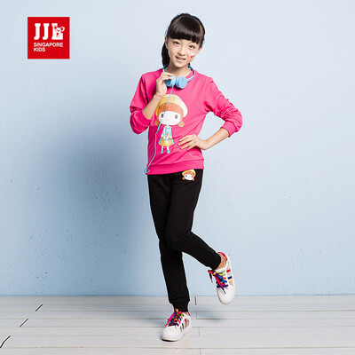 

JJLKIDS Partner Club children's clothing girls autumn girl long-sleeved sweater casual pants two-piece sports suit GQZ61337 lotus root starch 120