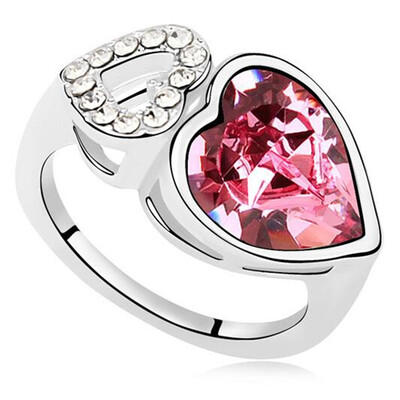 

Austrian Crystal Heart Rings For Women Wedding&Engagement Ring Silver Color High Quality Party Gift 13148