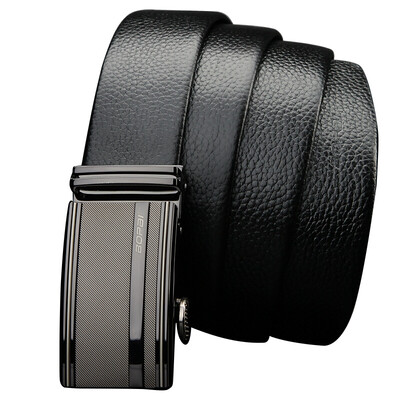 

BOPAI Belt Mens First Layer Leather Automatic Buckle Belt Business Mens Automatic Buckle Casual Pants Black 713-005251