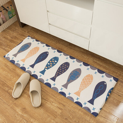 

Jingdong supermarket] green reed personalized printing and dyeing mats mattress water suction non-slip bathroom kitchen foot pad fish 40 * 60cm