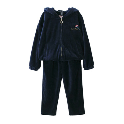 

Foto Town Flordeer French children's clothing girls leisure suits children's sportswear large virgin two-piece suit F73041 navy blue 140