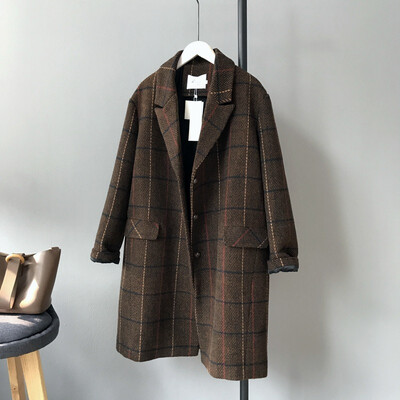 

2017 autumn and winter new women's lace coat long woolen coat
