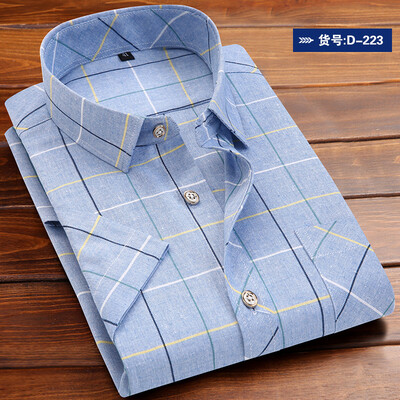 

Casual Men Shirt Fashion Short Sleeve Stitching Color Spring Summer Slim