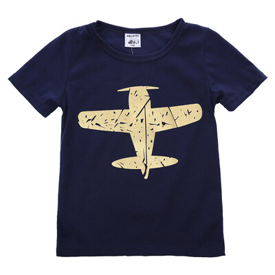 

Novelty Short Sleeve Boy Kids Plane T-shirt Shirt Tops Casual Blosue 1-8Y