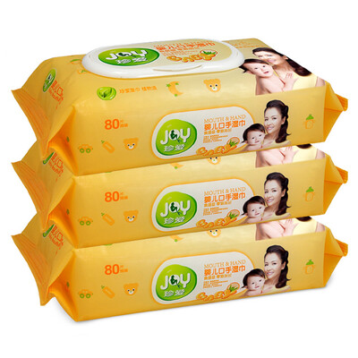 

Jingdong supermarket] cherished treasure baby hand wipes newborn baby wipes aloe extract thick cotton soft 80 tablets * 3 package BB34