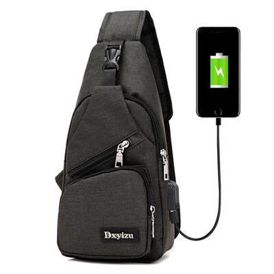 

мужчины досуг слинг сумку открытый поездки на груди сумочку. Crossbody with USB порт зарядки