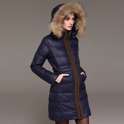

Culverne Marc Rebecca raccoon fur collar collar hooded jacket long down jacket female 46458G possession of blue S