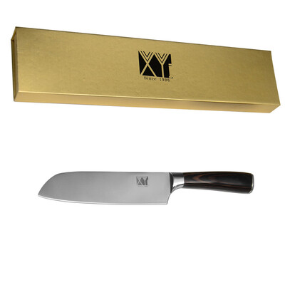 

XYJ brand 7 inch santoku cooking knife color wood handle stainless steel blade kitchen knife one gift box