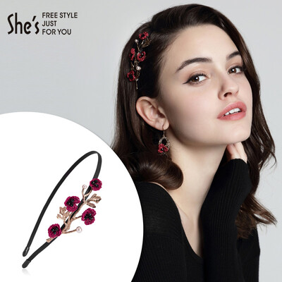

Qian (Shes) hair accessories hair hoop handmade line plum blossoming headband hairpin clip headdress A0 red