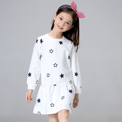 

Xin Song girl dress dress children's dress princess children's clothing baby dress in the big child Korean skirt white star J050A1 130