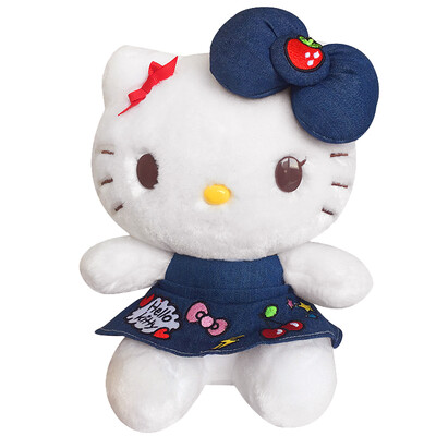 

Hello Kitty Hello Kitty plush toy KT doll doll doll birthday Valentine girl gift doll new 1 denim embroidery series A