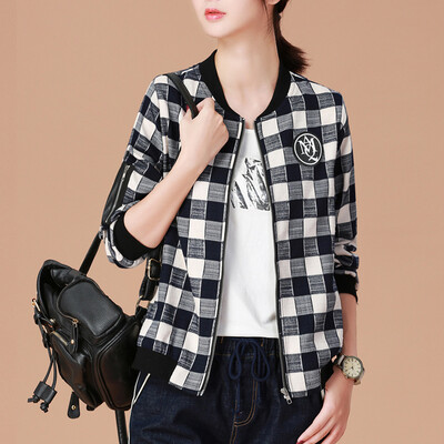 

City plus CITYPLUS 2017 autumn&winter new women&39s clothing wild grid baseball clothing loose long sleeve coat CWWT178567 MiG XL