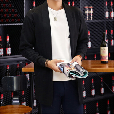 

Spring and summer models men sweater cardigan long sweater men sweater Slim solid color shirt as gift for men