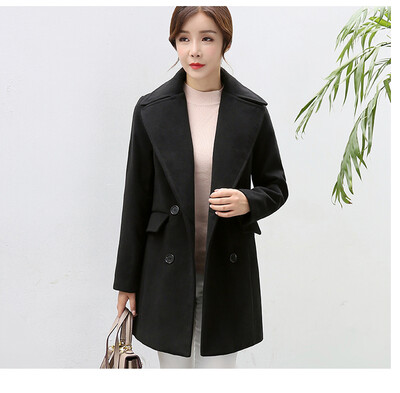 

2017 new long-sleeved long-sleeved thin hair coat jacket women's woolen coat