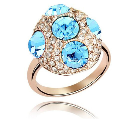 

Austrian Crystals Ring Rose Gold Color Engagement Rings for Women Wedding Trendy Jewelry Mushroom Shape 4166