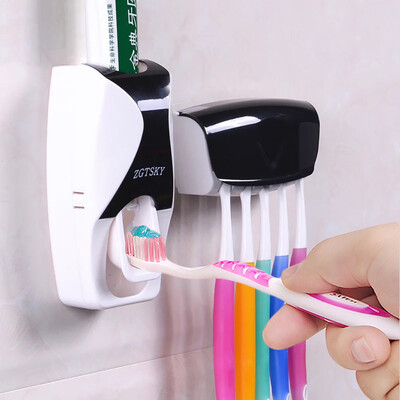 

Hands Free Toothpaste Dispenser Automatic Toothpaste Squeezer&Holder Set 5 Brush Holder