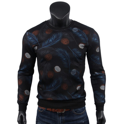 

SHUYI Mens Fall New Mens Long Sleeve Sleeve Youth Round Shirt Printed Sweater T-shirt Tops