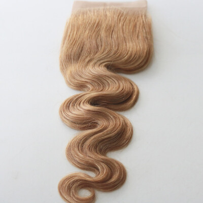 

13x4 Brazilian Lace Frontal Closure 27# Bleached Blonde Human Virgin Hair Body Wave Bleached Knots Free Part