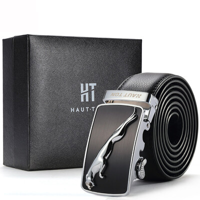

Haotong (HAUTTON) ZDK19 belt men's leather automatic deduction business casual men's belt belt pullover silver buckle