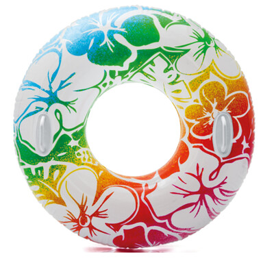 

INTEX 58263 inflatable swimmer adult thickened adult big folded large armpit male&female life buoy color transparent floating circle diameter 97cm color random
