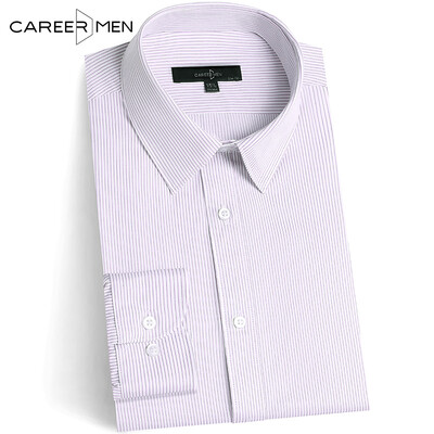 

CareerMen Mens Fashion Slim Fit Non Iron Vertical Spread Collar Simple Elegance Long Sleeve Dress Shirt