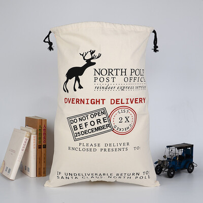 

Santa Claus holiday gift bag canvas bag cotton green canvas shopping bagv