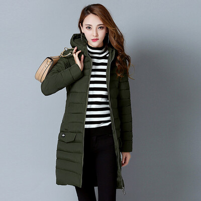 

City Plus CITYPLUS 2017 Winter new style women's clothing Slim hooded cotton coat in the long paragraph down jacket cotton CWMF179759 black M