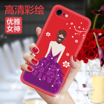 

Mo Fan Apple 8/7 mobile phone case / protective sleeve all-inclusive side drop shatter-resistant hard shell 3D three-dimensional relief painting creative female models shy flowers for iphone7 / 8 4.7 inches