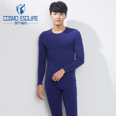 

Metropolis Feng Qiu Qiu Qiu pants thin section men's thermal underwear solid color classic round neck warm suit 4W6107 black
