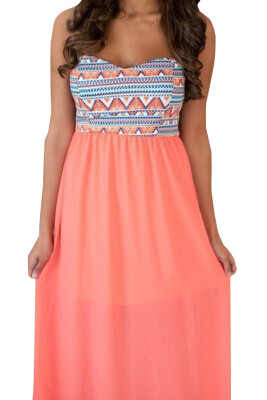 

Lovaru ™ 2015 new fashion summer style print women Summer casua dresses Sleeveless strapless Long Maxi dress