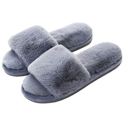 

Antarctic cotton slippers women comfortable plush opening floor drag gray 250 19005