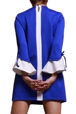 

Lovaru ™летом стиль 2015 новых мужчин одеваться Простой длинный рукав мини-платье мода торговый стиль