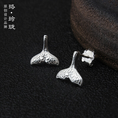

Luo Linglong s925 sterling silver mermaid earrings earrings anti-allergy simple temperament personality fresh retro handmade origi