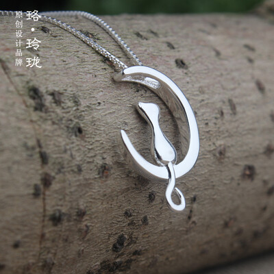 

Luo Linglong s925 sterling silver kittens pendant necklace anti-allergy simple temperament personality fresh hand original gift