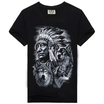 

MEN BONE 3D Personality trend T-shirt , Indian chief pattern