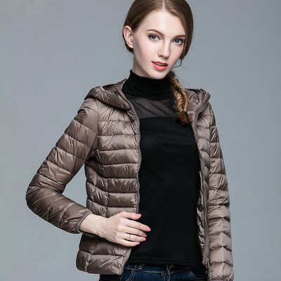 

Plus Size S-3XL Ultra Light Winter Jacket 2017 Fashion Women Duck Down Coat Solid Color Hooded Zippers